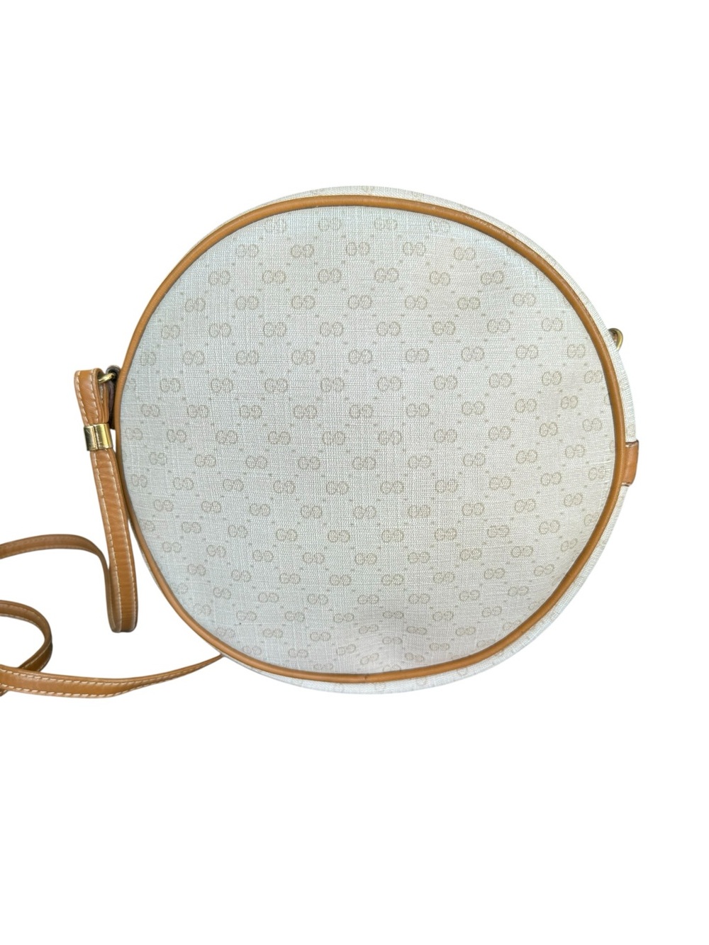 GUCCI Micro GG Supreme Crossbody Vintage Round Canteen Cream Shoulder Bag - Picture 7 of 16